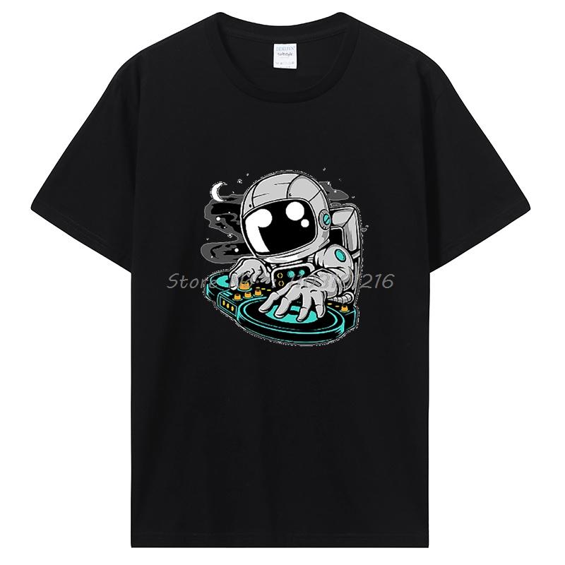 Футболка Астронавт Космическая Оверсайз Футболка Повседневные Топы с Принтом Хлопок Фитнес Короткий Рукав Оверсайз Футболка Унисекс Мужская Одежда