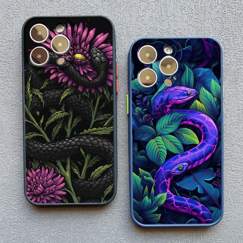 Чехол для телефона «Цветок змеи» «Картина змеи» для iPhone 11 12 13 Mini Pro Max 16 15 14 Pro Max XS X XR 15 8 7 Plus SE Ударопрочный чехол