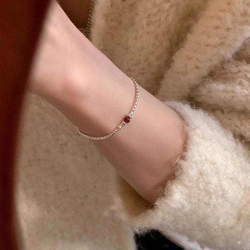 Серебряный кулон Meling 925 пробы с красным шариком, серебряный браслет F32