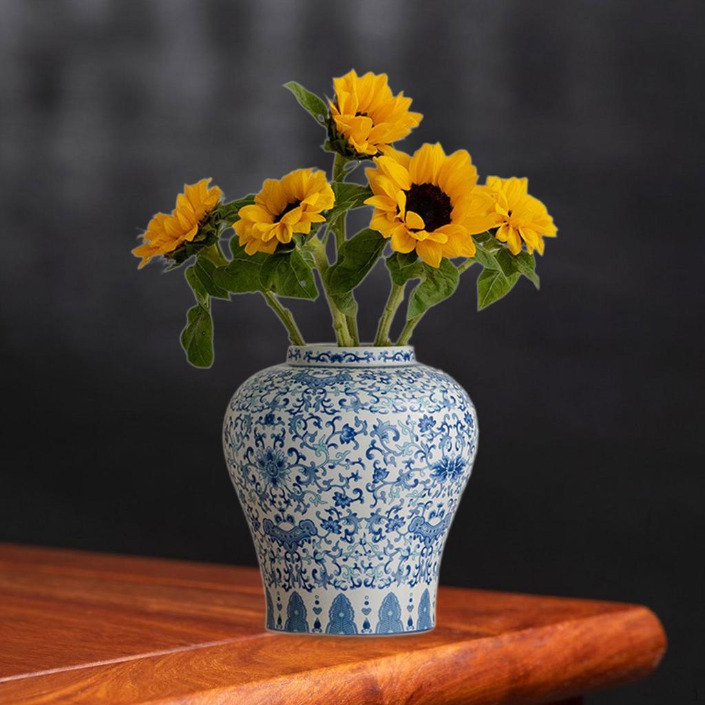 Керамическая ваза для цветов, сине-белая фарфоровая композиция, цветочный горшок для рабочего стола, дома