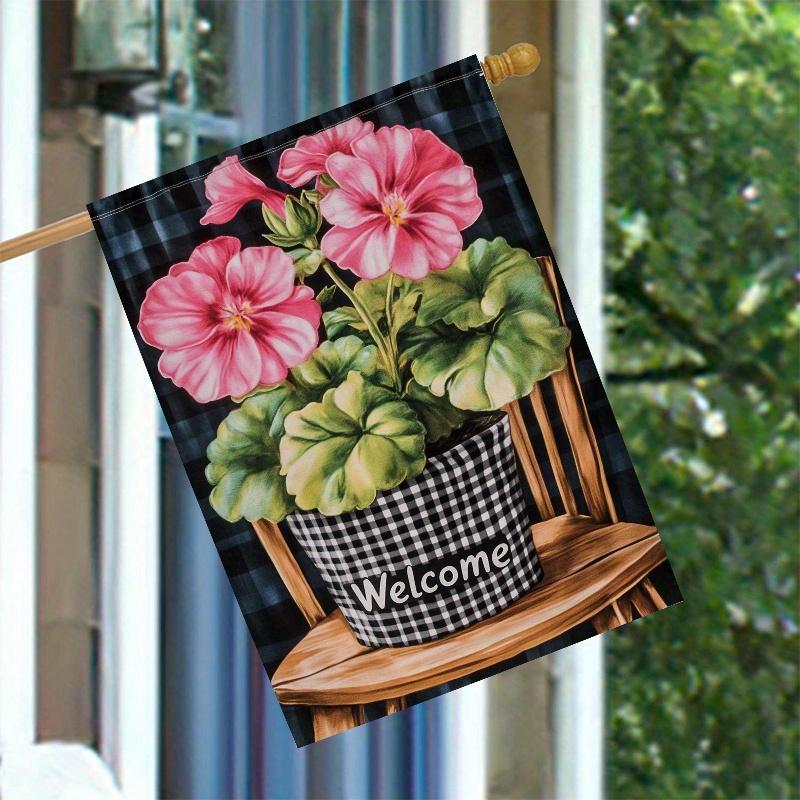 1pc_ Welcome to Spring Flowers_3 - Flagdouble-sided garden flag courtyard decoration, outdoor decoration, lawn decoration, flag only