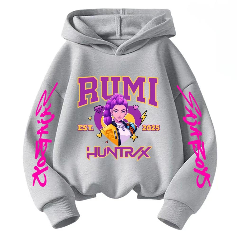 2025 K-pop Охотник на демонов Мультяшная девочка Мальчик Толстовка с капюшоном Каваи Детская Корейская волна Повседневный модный топ