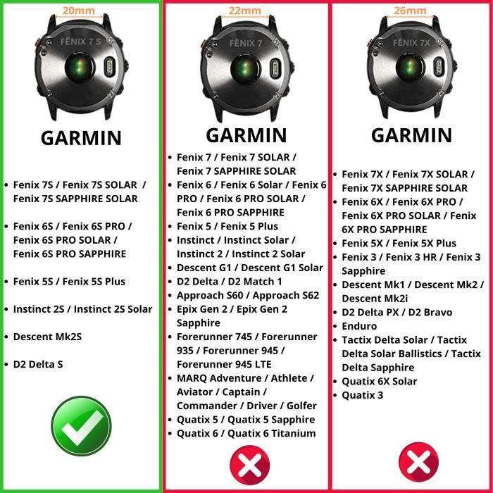 Браслет для Garmin Fenix 7S - Fenix 6S - Fenix 5S - Instinct 2S- Descent Mk2S- D2 Delta S -Силикон Черный 20мм QuickFit Phonillico®
