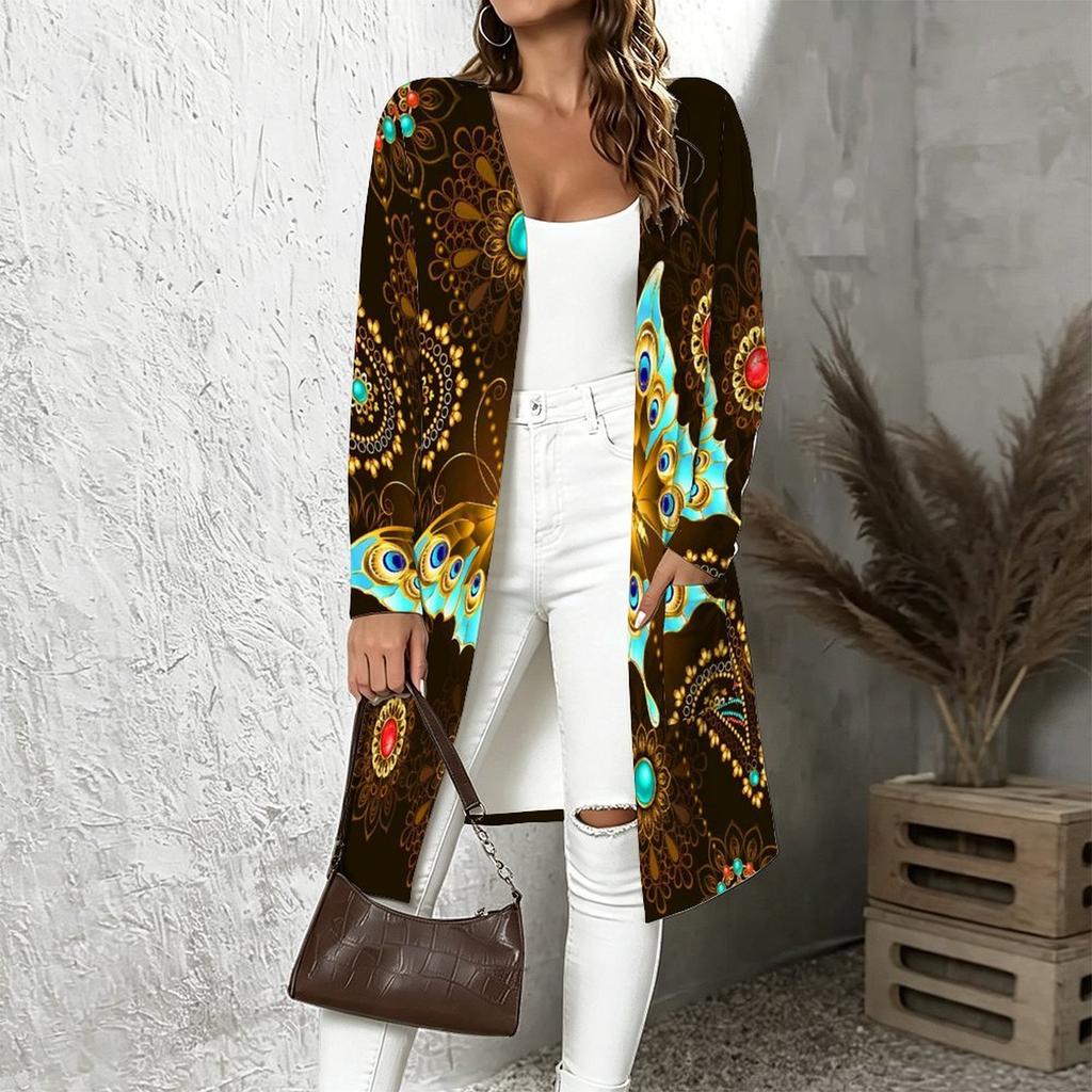 Plus Size Women Long Sleeve Open Front Loose Cardigan Comfortable Fashion Daily Outerwear