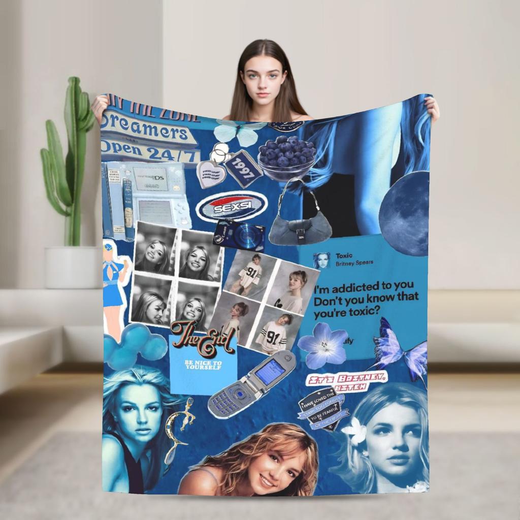 Britneys Spears Flannel Blankets Super Soft Throw Blanket for Outdoor Travel Office Funny Bedspread Sofa Bed Cover