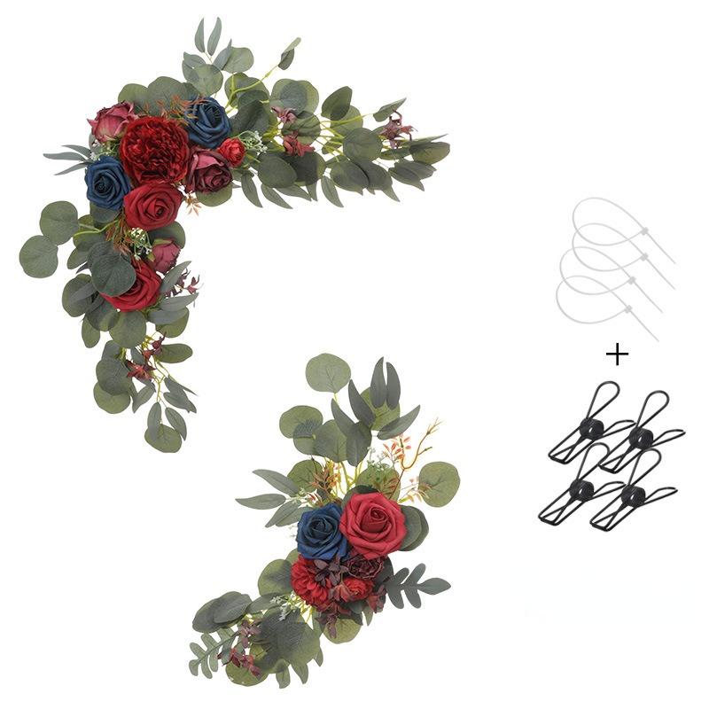 2Pcs/set Artificial Wedding Arch Flower Wedding Welcome Sign Flowers Artificial Fake Flowers Wedding Outdoor Arch Floral Flowers Party Decor Supplies