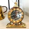 Brass Trophy Desk Clock Mechanical Vintage Old Style Table Top Decorative Gift