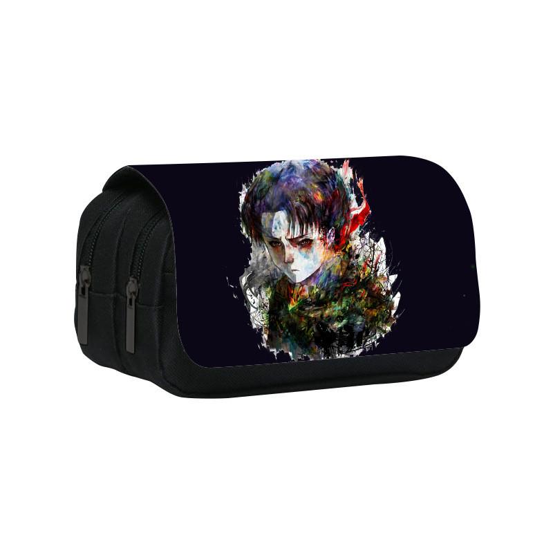 Атака Титанов Аниме Узор Двухслойная Обложка-Флип Сумка для Канцелярских Принадлежностей для Студентов и Коллекционеров