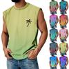 Мужская летняя майка без рукавов с принтом, круглым вырезом и градиентом, спортивная, в стиле кэжуал