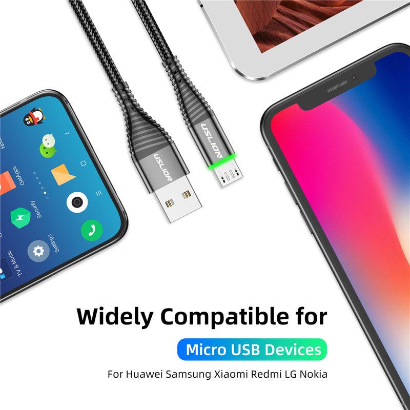Кабель светодиодный, для быстрой зарядки мобильных телефонов Android, через Micro USB для Samsung, Huawei, Xiaomi