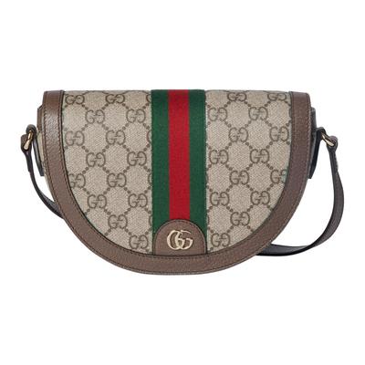 Сумка через плечо Ophidia GG Monogram из покрытой ткани Маленькая женская сумка через плечо Бежево-коричневая 838476-FAE0P-9746