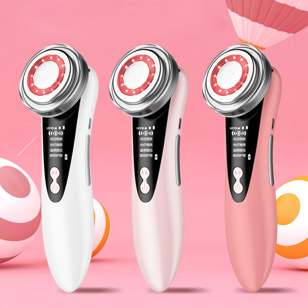 EMS Facial Massager LED Light Therapy Sonic Vibration Wrinkle Removal Skin Tightening Warm Cool Treatment Skin Care Beauty Device