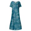 Women's Summer Casual Fashion Floral Printed Short Sleeve Button Pocket Dress
