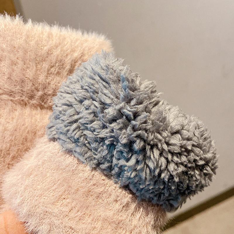 Women Winter Keep Warm Plus Cashmere Thicken Mink Fleece Solid Cute Lovely Outdoor Windproof Cycling Full Finger Mittens Gloves
