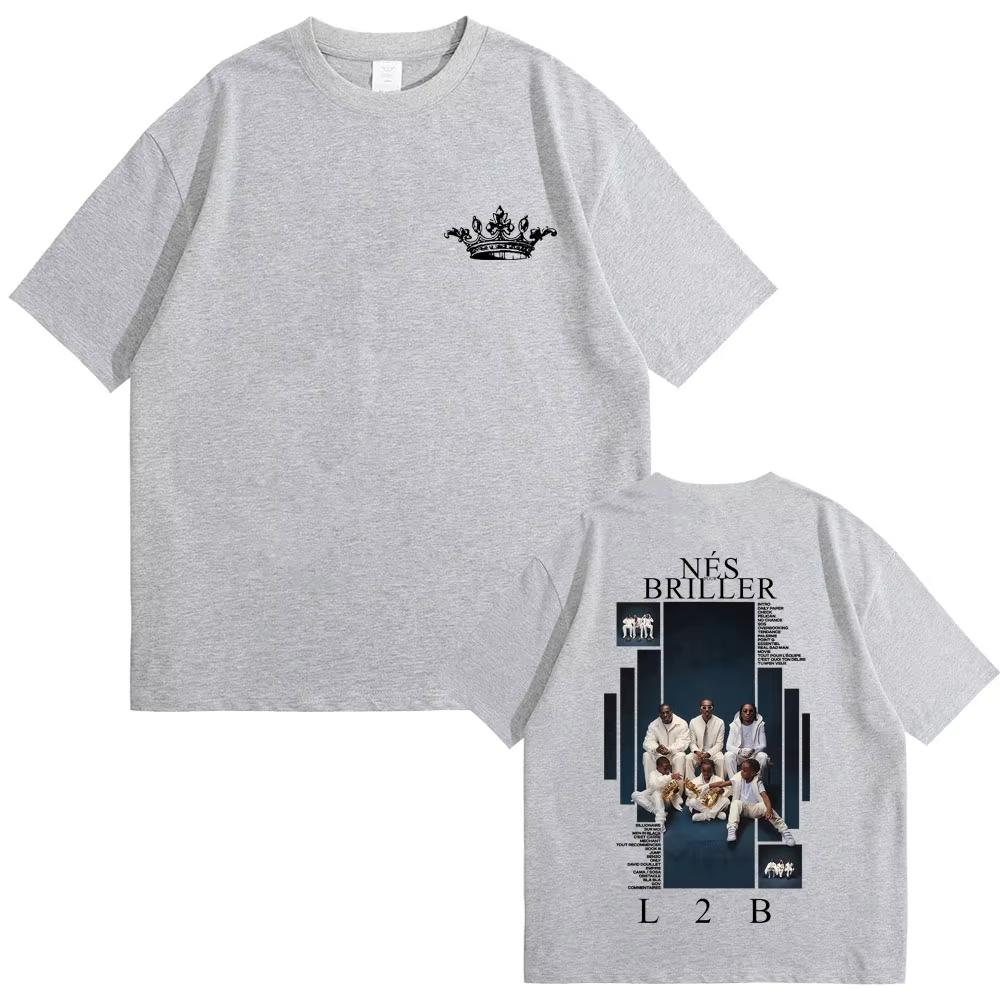Рэпер L2B Nes Pour Briller Альбом Графическая Футболка Мужская Женская Хип-Хоп Мода Поп Музыка Футболка Мужская Повседневная Хлопок Винтажные Футболки