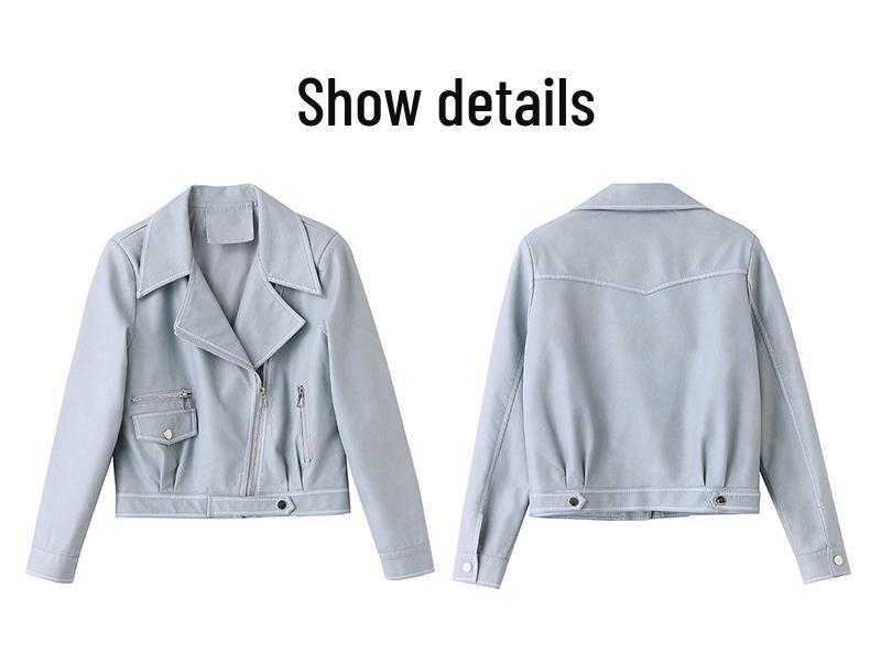 Женская приталенная корейская мотоциклетная кожаная куртка Весна 2025 - Модная, Молодящая Повседневная Верхняя одежда (ZH1176)