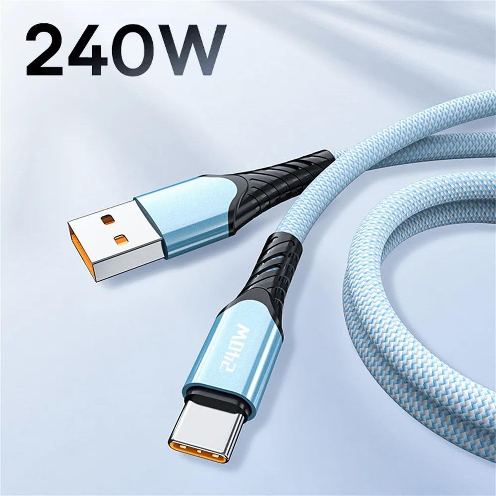 Кабель USB C 240 Вт Быстрая зарядка Силовой провод QC 4.0 для MacBook Samsung iPhone 15 16 Кабель USB C на Type C PD 5A Шнур для быстрой зарядки