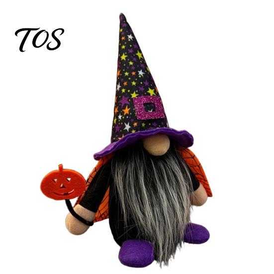 Unique Halloween Present Ideas Gnome Decoration, Witch Swedish Tomte Ornament, Plush Purple Black Ornaments Scandinavian Elf Dwarf for Party