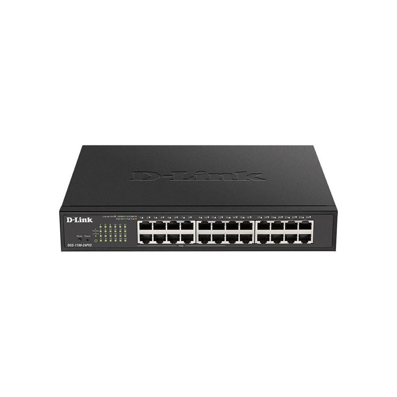 D-Link Semi-manageable Switch 12 Gigabit PoE Ports 100W + 12 Gigabit Ports-DGS-1100-24PV2/E