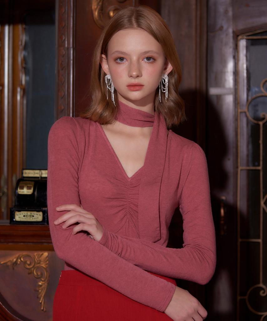 SALON DE YOHN Scarf Shirring T_ Pink
