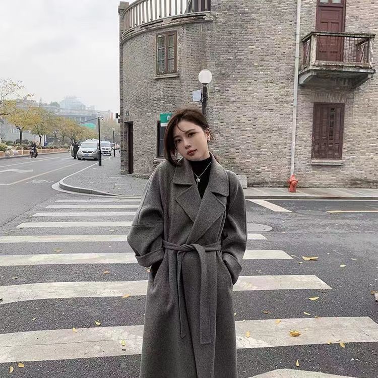 New Ladies Autumn and Winter New Double-faced Wool Long Woolen Coat High-grade Woolen Coat Woman Clothes