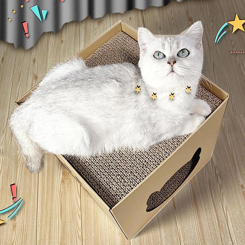 Cardboard Cat House Scratcher Box For Indoor Cats Cat Play House With Scratcher Pad Cat House Scratcher Cat Scratch Toy For Cats