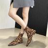 Fashion Womens Sexy Pointed Leopard Print Rider Boots Botas Femininas Winter Warm Suede 2024New Low Heel Trendy Motorcycle Fashion Boots