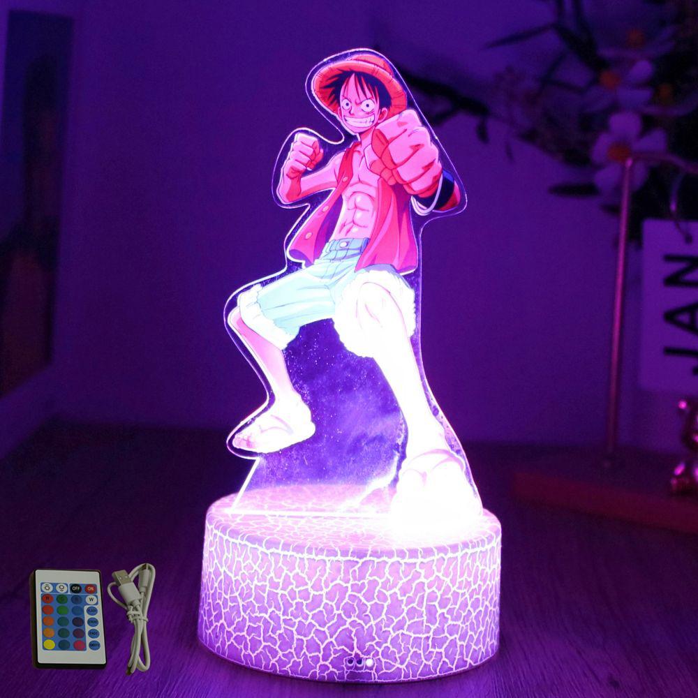 Аниме Фигурки Новая 3D Лампа 16см One Piece Луффи Зоро Умный Сенсорный Светодиодный Ночник Домашний Декор Комната Детский День Рождения Модель Игрушки Подарки