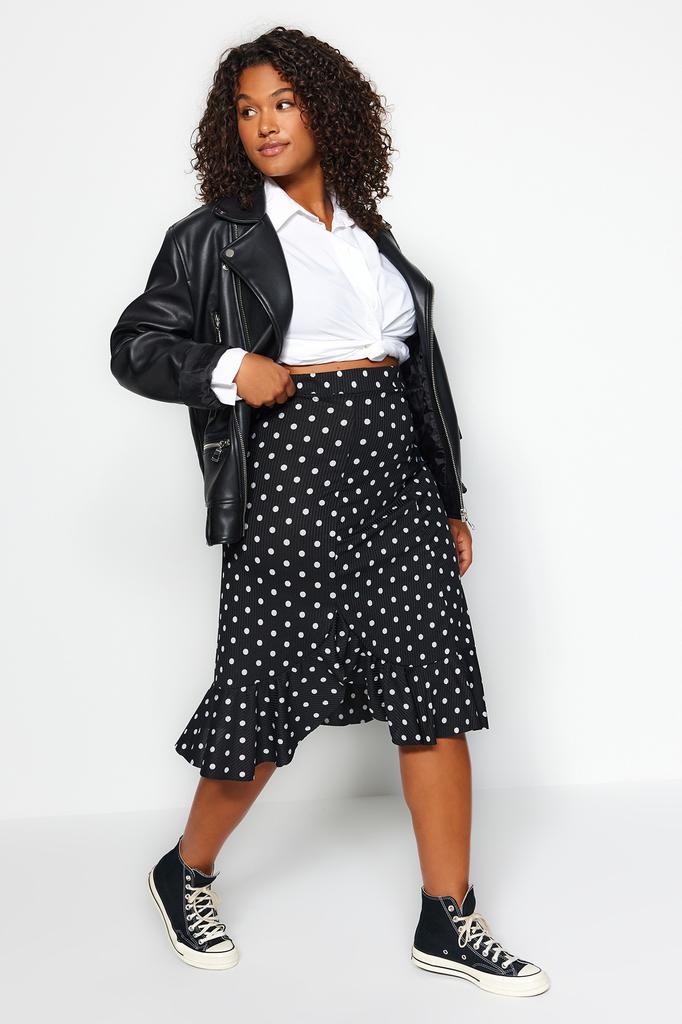 Женская модная коричневая трикотажная юбка большого размера больших размеров с разрезом