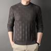 Autumn Round Neck New Men's Jacquard Casual Knitted T-shirt Youth Trend Autumn Clothing High-end Fashion Base