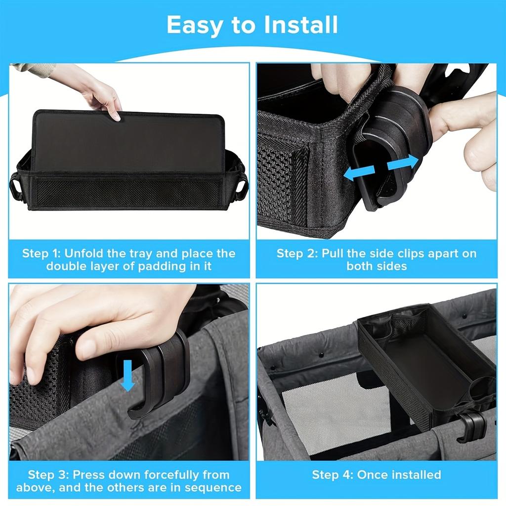 Поднос для закусок, подвесная сумка для тележки, легко моющийся универсальный поднос для закусок для тележки W4, аксессуары с подстаканником.