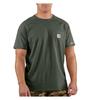 Мужская футболка Carhartt Force Cotton с коротким рукавом, свободного кроя, зеленая, Хенли, Размер X-Large, Цвет