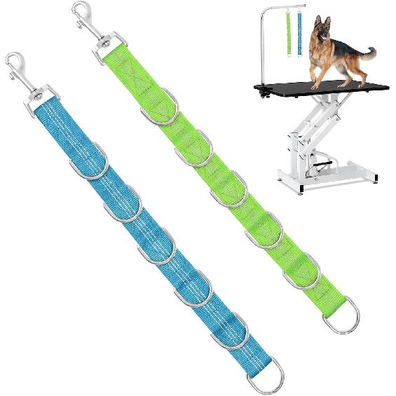 ASOCEA Dog Grooming Extension Strap Loops Extender Adjustable Pet Nylon Bathing Restraint Band with 5D-Rings Quick Release (2 Pack)