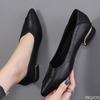 Элегантные минималистичные Весенне-осенние Новые Туфли-лодочки с острым носком Модные универсальные На толстом каблуке С мелким вырезом Женская обувь
