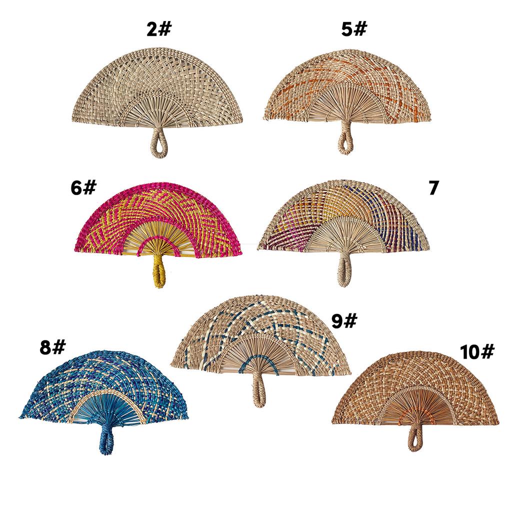 Handwoven Natural Straw Fan Decorative Wall Photo Props Hanging Country Styles Straw Fan Wall Hanging Decorations