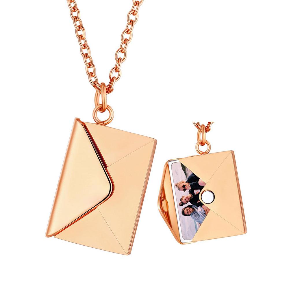 Персонализированное фото-ожерелье из нержавеющей стали с индивидуальной гравировкой "Люблю тебя", цветной фото-кулон, подарок для пары 2025