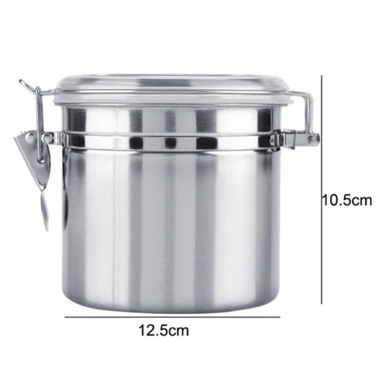 Airtight Stainless Steel Jar Canister Coffee Flour Sugar Tea Container Holder