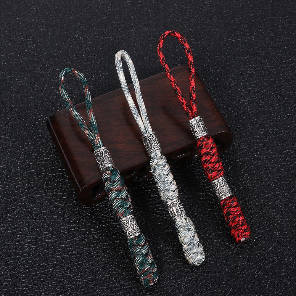Outdoor Survival Kit Lucky Jewelry Charms Rune Bead Parachute Cord Keychains Keychain Car Key Chain