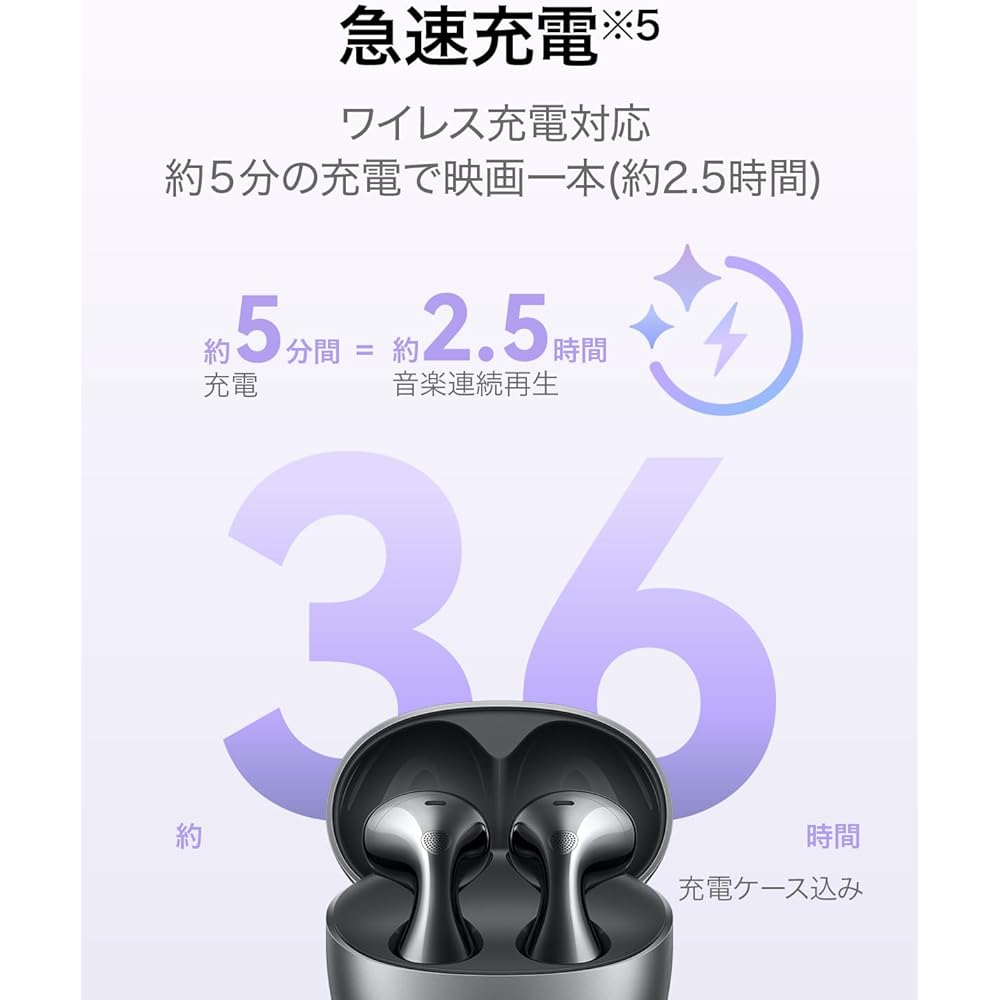 HUAWEI FreeBuds 6 Wireless Earphones, Bluetooth, In-Ear Type, Comfortable Fit, Active Noise Cancellation (-95dB), Hi-Res Audio Certified, Powerful Bas