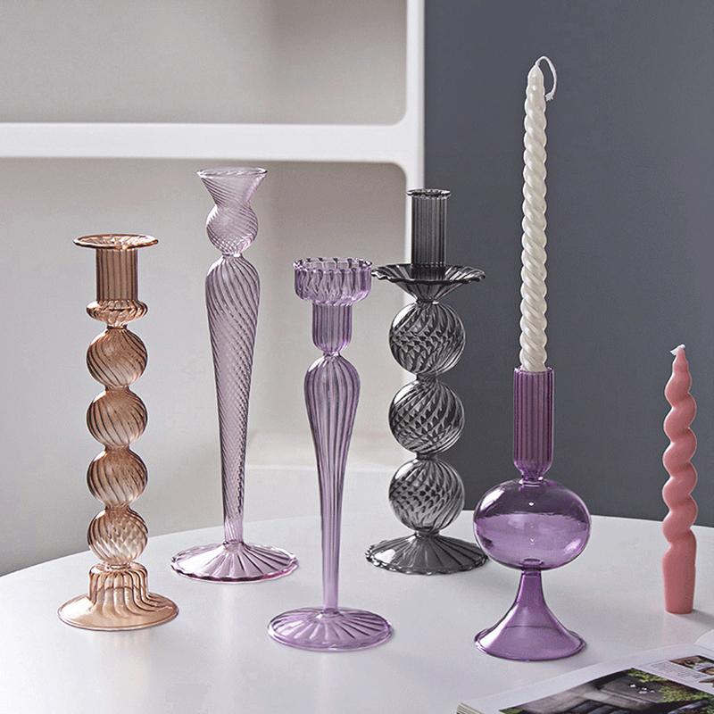 1 шт. подсвечники для чайных свечей для свадебного декора, фиолетовые, серые, коричневые, реквизит для ужина при свечах, 5 стилей