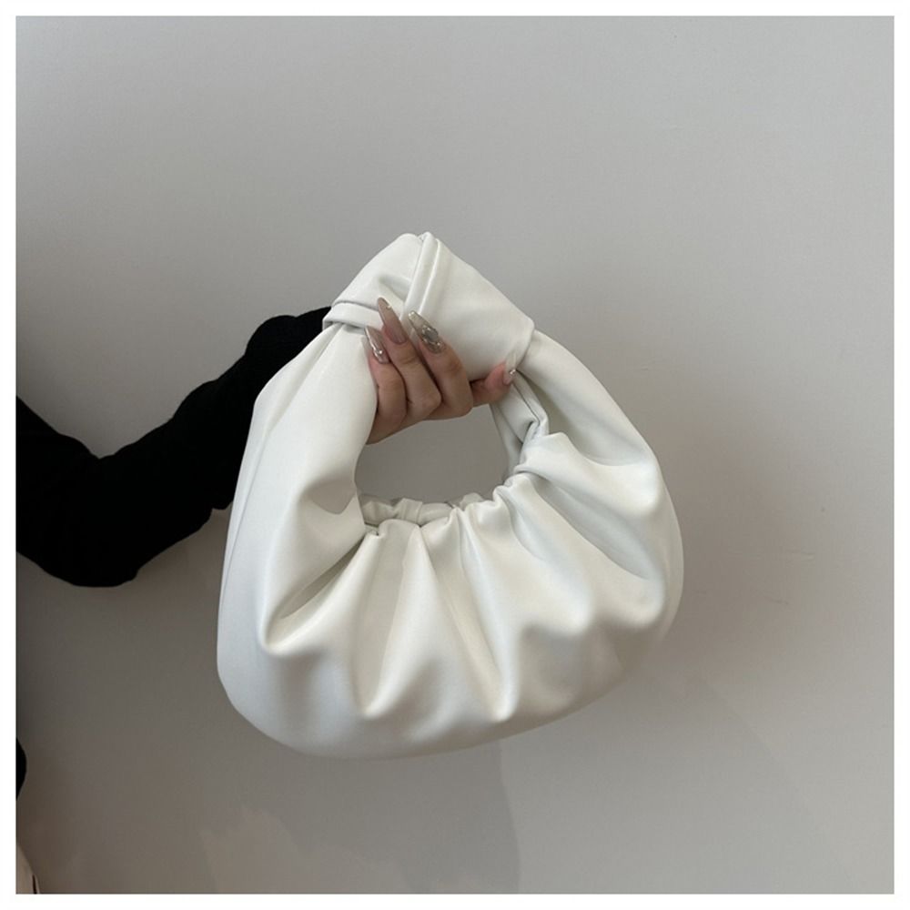 Fashion Simple PU Leather Shoulder Bags Lightweight Solid Totes Large Capacity Underarm Bags Women Girls Handbags