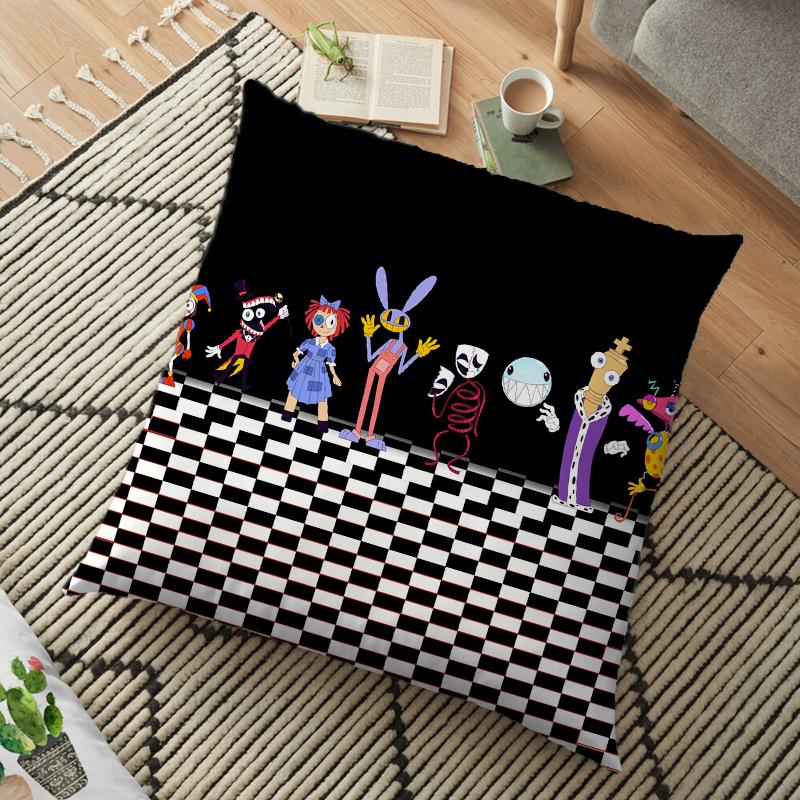 The Amazing Digital Circu Cushion Cover Ponmi Jax Clown Pillowcase Square Pillowcase Home Office Decoration Pillow Case 45cm