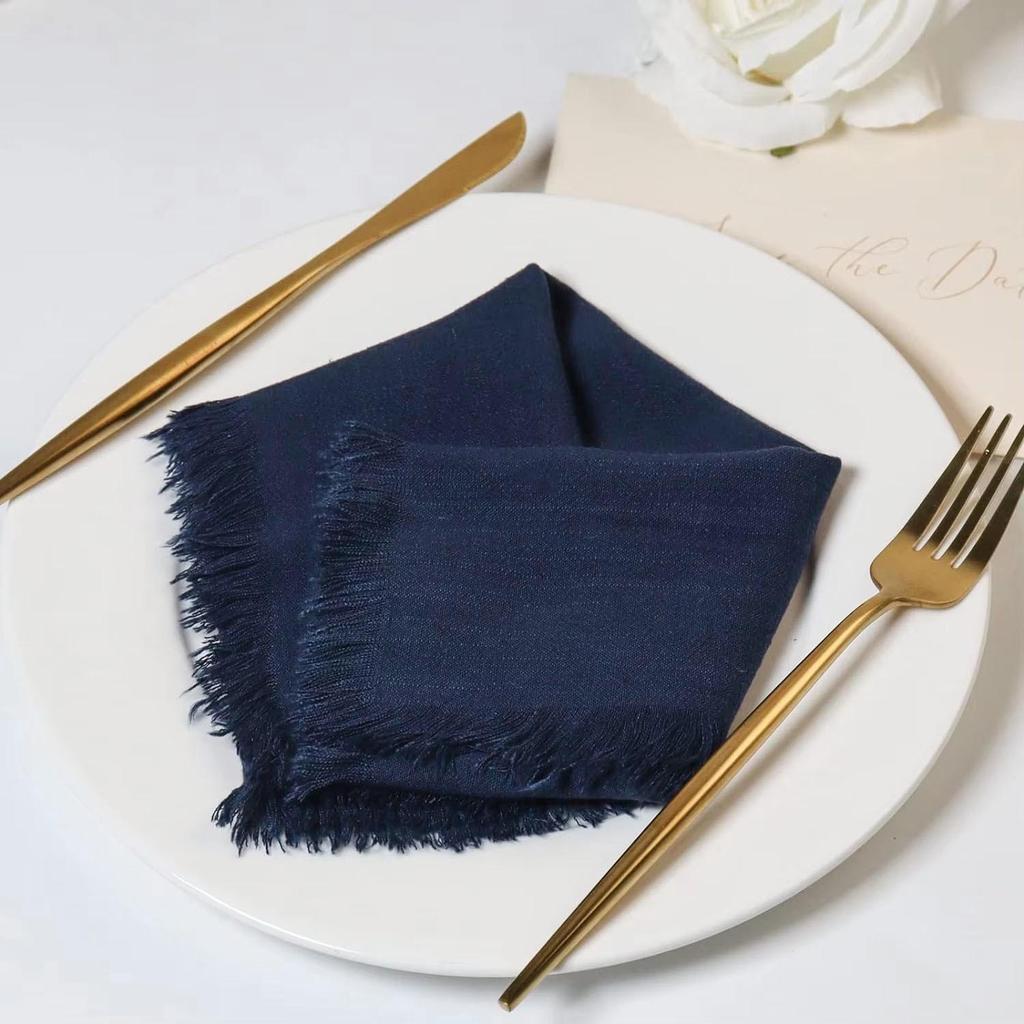 Sub-Cotton Linen Napkin with Tassels for Elegant Dining & Photography Decor