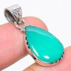 Natural Chrysoprase Gemstone 925 Solid Sterling Silver Gift Pendant 1.25" D1W92