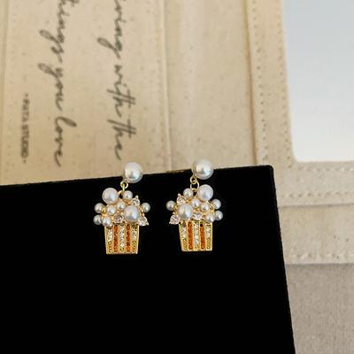 Серьги-гвоздики Design Sense Popcorn Pearl, женские, нишевые, уникальные, изысканные, модные, универсальные серьги для поездок на работу