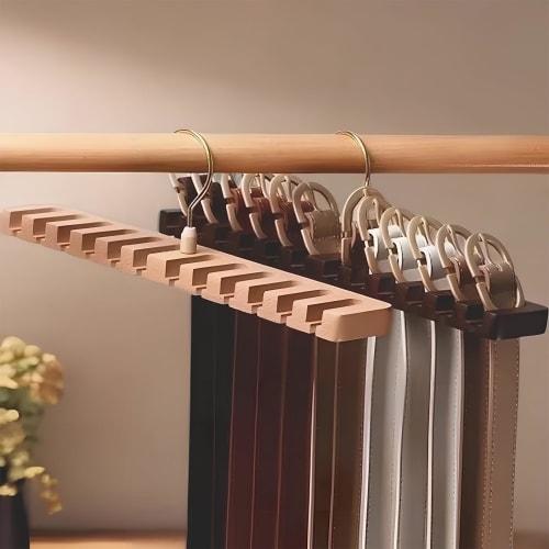 Beechwood Belt Hanger, Storage Tie Hanger, Anti-Slip Tie Rack, Plenty of Tie Storage, Rotating Underwear Storage, Belt Organizer, Space-Saving Wooden