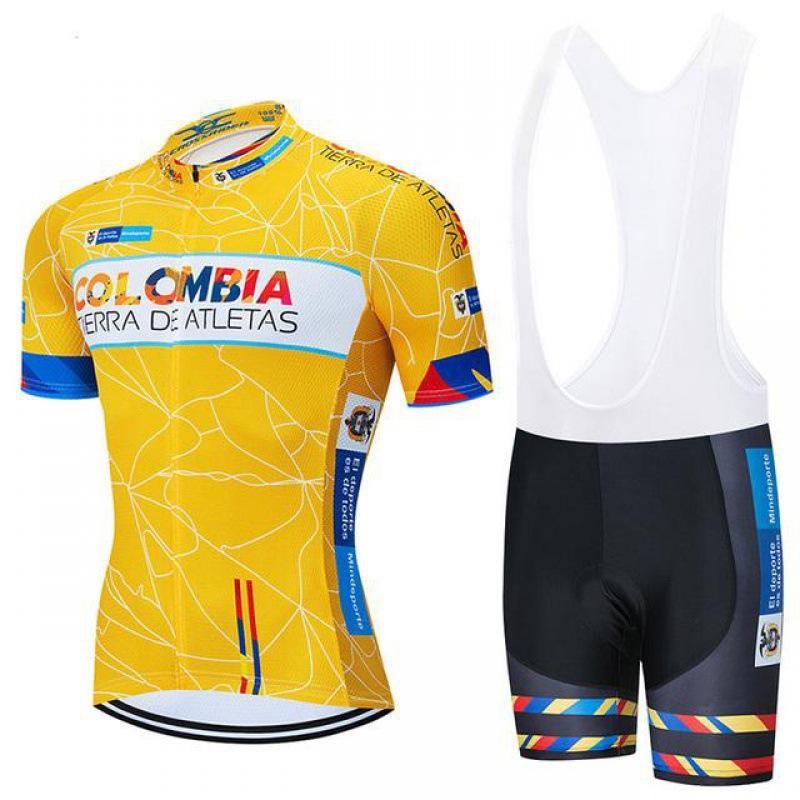 Colombia Cycling Team Jersey Bike Shorts Bib Set Ropa Summer Breathable Road Cycling Suit Set