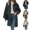 Элегантное однотонное пальто с лацканами на пуговицах, женское плюшевое пальто с воротником с лацканами и длинными рукавами, карманами, женское пальто