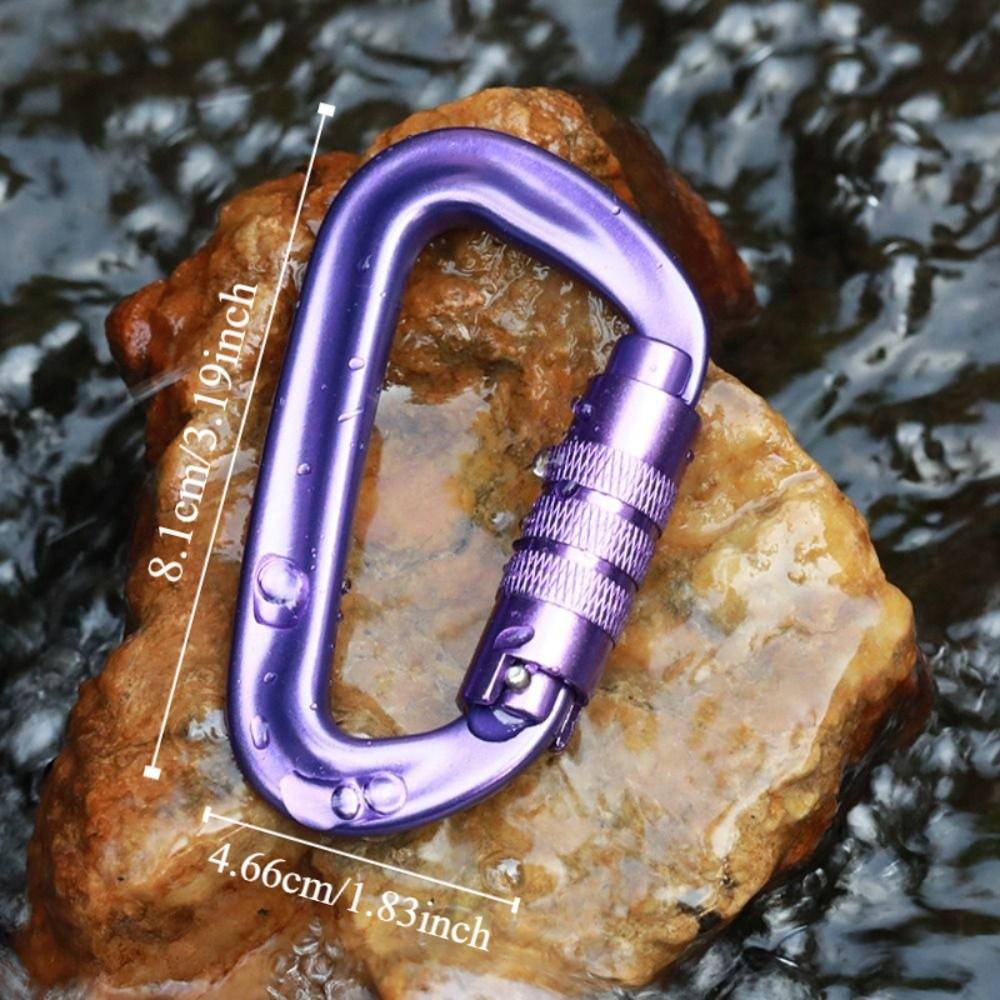 D-shaped Hammock Hook 12KN Professional Carabiner Snap Clip Safety Auto Lock Buckle  Fishing