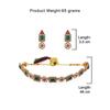 ZAVERI PEARLS Зеленые и розовые камни Этнический воротник Костяное ожерелье Серьги и кольца Набор для женщин